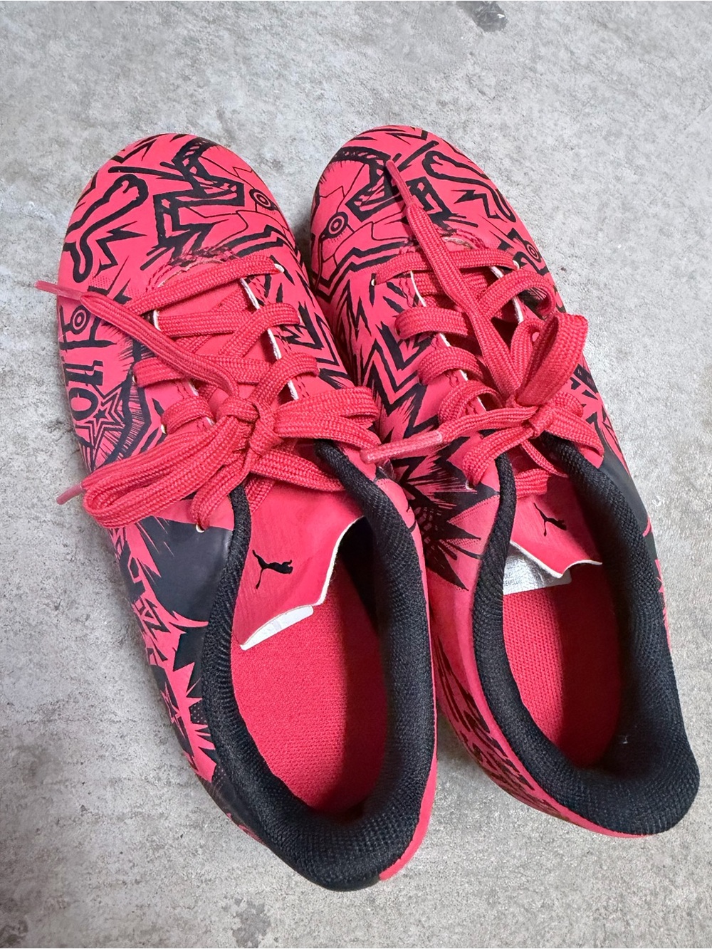 Puma Red and Black Graphic Athletic Shoes